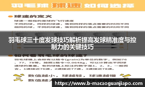 羽毛球三十度发球技巧解析提高发球精准度与控制力的关键技巧